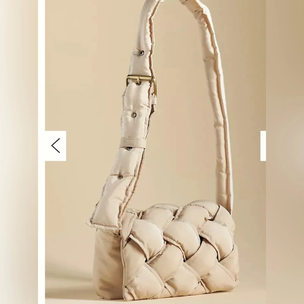 The Lark Puffy Woven Crossbody Bag light weight Sand Cream color - Picture 11 of 13